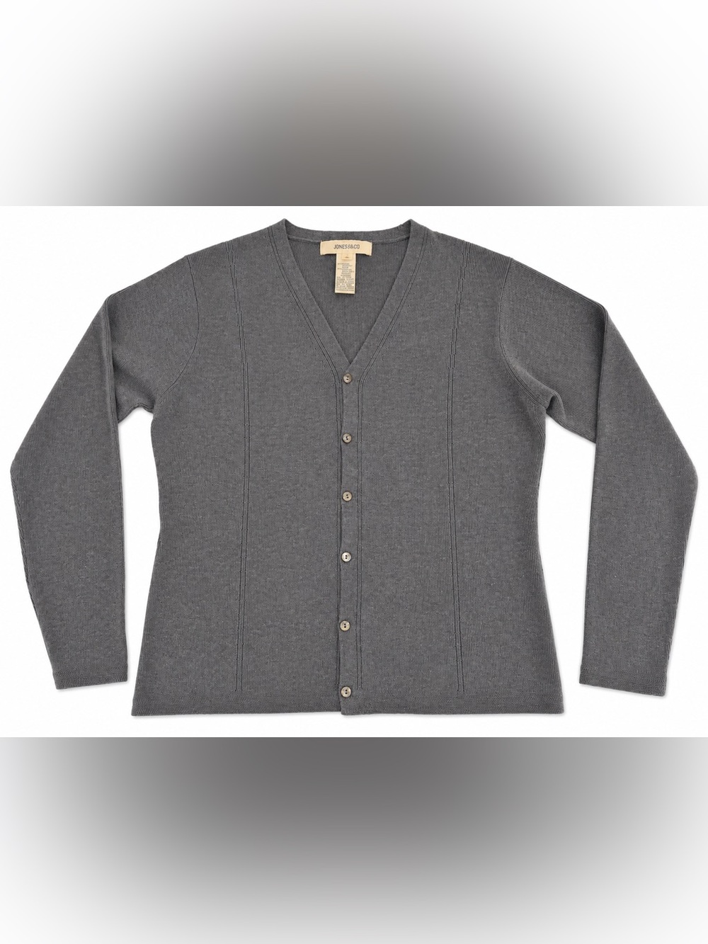 Jones & Co. Gray Button Front Cardigan Sweater | Women’s Medium